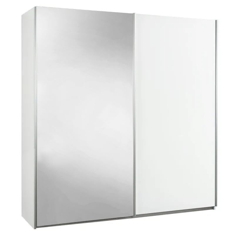C L'AFFAIRE Armoire 2 Portes coulissantes Blanc laqué avec 1 Porte Miroir - MARIANOR