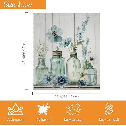 Flowers Magnetic Dishwasher Cover,Vintage Wooden Board Removable Waterproof Dishwasher Front Panel Sticker,Decorative Refrigerator Cover for Kitchen Decor,23x26 in by VDZVDZ - Used condition - Image 2