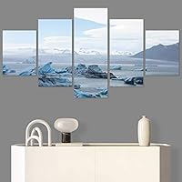 SIGNWIN 5 Panel Canvas Wall Art Modern Art Aerial Contemporary Cool Dramatic Multicolor Nature Photography Snow for Home Decorations Ready to Hang - 60