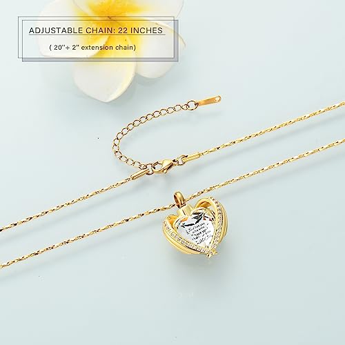 Imrsanl Angel Wing Heart Urn Pendant Necklaces for Women Girls Crystal Birthstone Cremation Jewelry Urns for Human Ashes Memorial Locket Keepsake Jewelry4