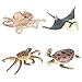 JOKFEICE Figuras de Animales 4 pcs Realista Plástico Mini Figuras de Animales Marinos Incluye Pulpo, Manta Raya etc. Proyecto de Ciencia, Regalo de cumpleaños, Decoración de Pastel para niños(B)