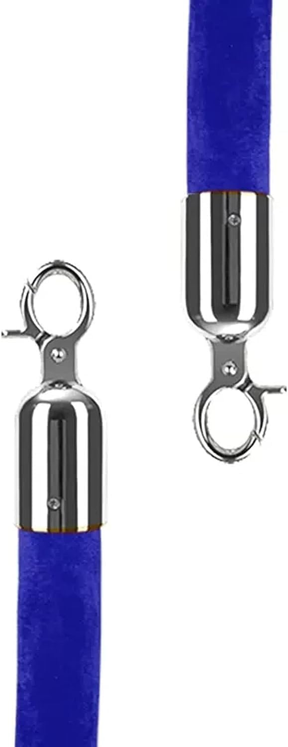 Premium Velvet Rope with Polished Hooks, 2-Pack Foam Core Hanging Lines for Event, Wedding, Nursery, Hotel, Lobby Decor – 120cm/4ft, Elegant Blue Barrier Ropes