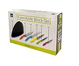 6 PC Multi Color Soft Grip Stainless Steel Knife Set with Block