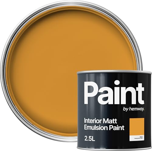 Hemway Honeycomb Yellow Paint 2.5 L, Indoor Matt Finish, One Coat, Wall Paint, Acrylic & Water-Based Emulsion, Quick Dry & High Coverage for the Kitchen, Bathroom & Bedroom Walls & Ceiling