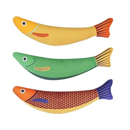 Pesciolini Morbidi Per Gatti - | Confezione Da 3 Giocattoli Di Peluche Con Gatta - | Giocattolo Interattivo Da Masticare Per Animali Domestici Con Suono Frusciante Per Il Gioco, L'esercizio, La P