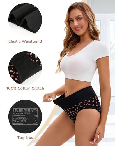 Image of Innersy Women's 5 Pack High Waist Tummy Control Solid Color Cotton Briefs Panties