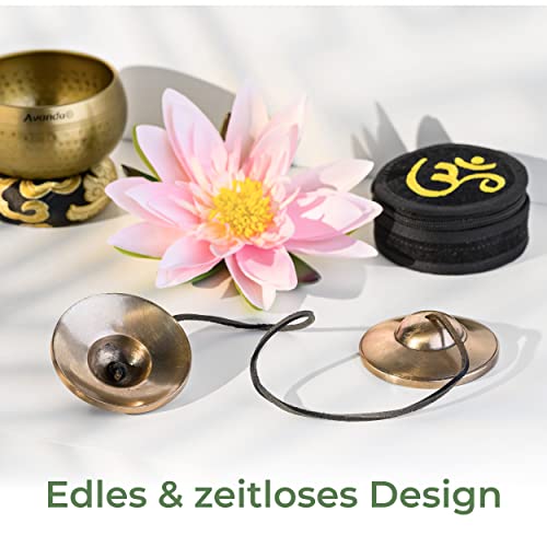 Tibetische Zimbeln [Ø 7,5 cm], heller Ton, matt ohne Symbole, für Meditation (Tingsha), Klangmassage und Klangtherapie