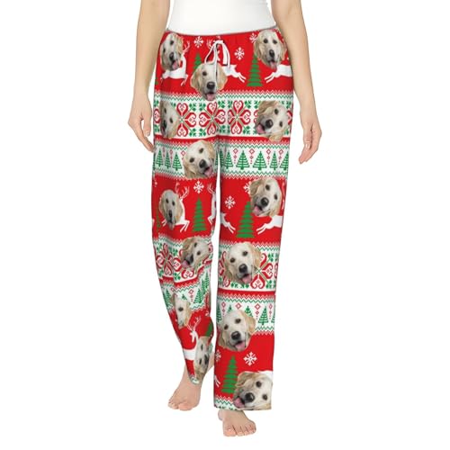 Personalisierte Pyjamahose mit Hunde Katzen Haustiere Foto,Weihnachten Home Pyjamas,Gegenwart für Tierliebhaber