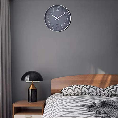 jomparis Non-Ticking Wall Clock Silent Battery Operated Round Wall Clock Modern Simple Style Decor Clock for Home/Office/School/Kitchen/Bedroom/Living Room (13.5 Inch Gray) - Thumbnail 5