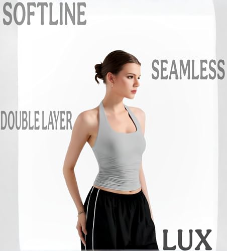 Image of SIGHTBOMB SOFTLINE Double Layer Seamless U Neck Halter Cuddle Baby Sleeveless Microfiber Active WEAR /Casual WEAR TOP for Women