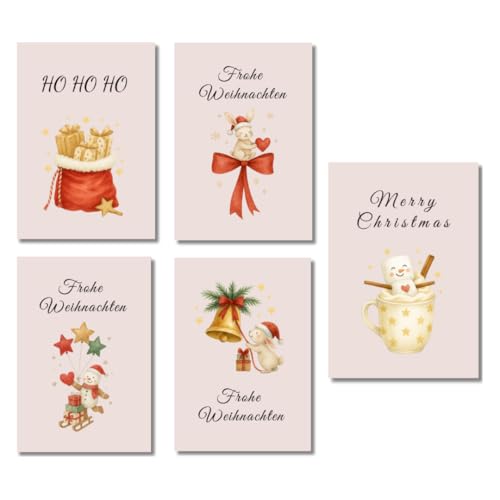 PROVISO TOOLS 20 Weihnachtskarten, Weihnachtskarte, Weihnachten, hochwertige Christmas Cards, faltbare Klappkarten, DIN A6 Weihnachtskarten Set mit Schutzlack