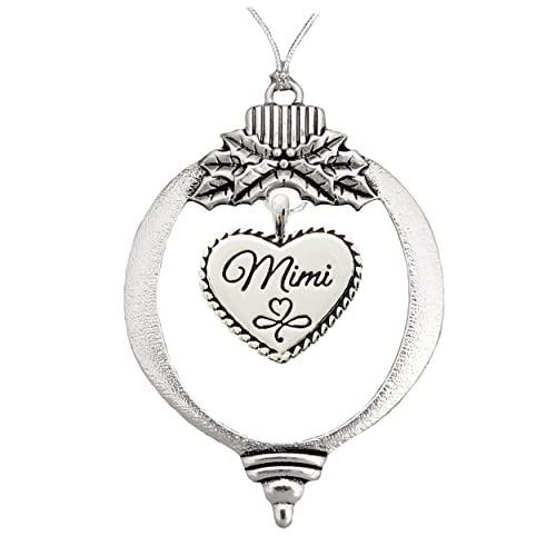Mimi-Heart-Charm-Silver-Bulb-Merry-Christmas-Holiday-Ornament-Gift-Grandmother Mimi Heart Charm Silver Bulb Merry Christmas Holiday Ornament Gift Grandmother