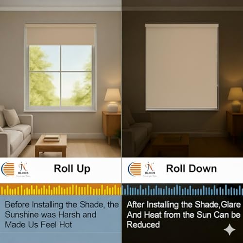 Image of 100% Blackout Roller Blinds for Windows | UV Protection & Thermal Insulated Fabric | Privacy Window Shades for Home & Office | Easy Install