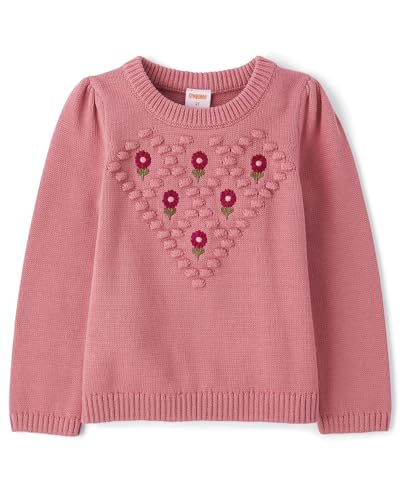 Gymboree Girls' and Toddler Long Sleeve Embroidered Crew Neck Pullover Sweater