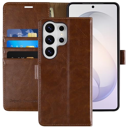 MONASAY Wallet Case for Samsung Galaxy S26 Ultra 6.9 inch – Slim flip Cover with Secure Card Slots, Kickstand, RFID Blocking. Shockproof PU Leather Folio with Strong Magnetic Closure,Brown by MONASAY - Used condition - US$8.40
