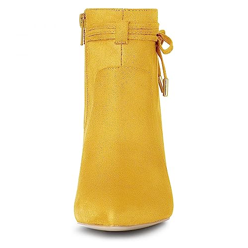 Allegra K Allegra K Women's Pointed Toe Block Heel Zipper Yellow Ankle Boots 5.5 M US
