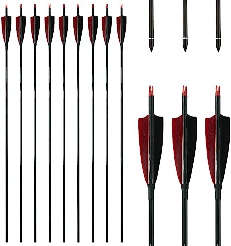 Linkboy Archery Pure Carbon Arrows Spine 300 340 400 500 600 700 800 for Compound Recurve Bow Hunting Shooting Target 12pcs Linkboy Archery Pure Carbon Arrows Spine 300 340 400 500 600 700 800 for Compound Recurve Bow Hunting Shooting Target 12pcs