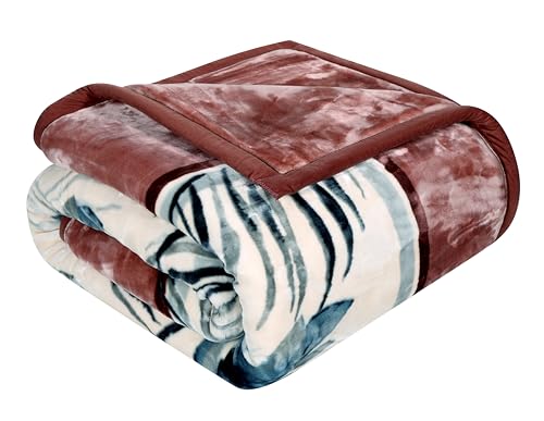Image of Sarla Premium Cloud Touch Ultra Soft Pashmina Double Bed Blanket, 2PLY Reversible, Rose Wood
