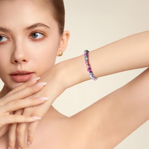 Stretch Beaded Bracelets for Women Teen Girls Meaningful Handmade Natural Stone Bestie Mother Daughter Auntie Best Friends Grandma Granddaughter Sister Chakra Healing Inspirational Good Luck Strength Elastic Bracelets for Women Happy Birthday Graduation Mothers Day2