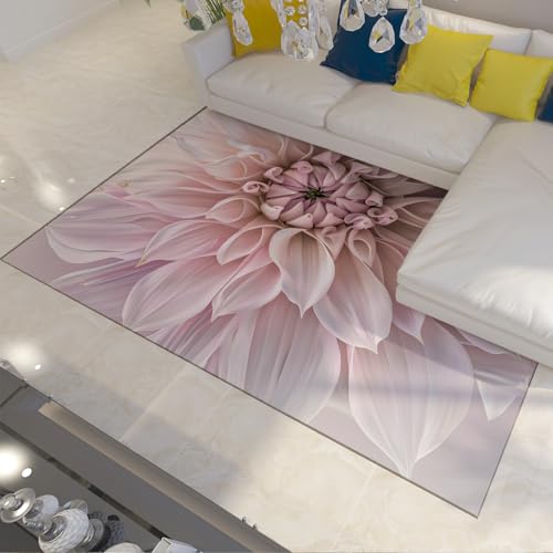 Grand tapis salon 180x270cm aux finitions dorées et imprimé feuilles de palmier - 2