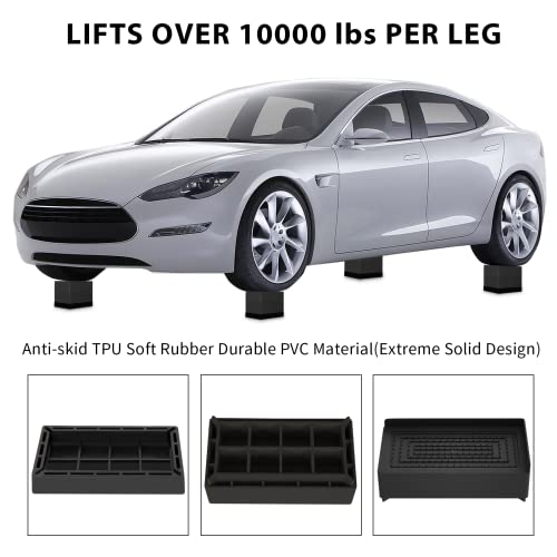 Banqin Bed Risers 4 Pack Furniture Risers 3 Inches Heavy Duty Adjustable Bed Raisers Lifts For Bed Frame Sofa Desk Leg Lifts Up To 10,000 Lbs Black #TOP2