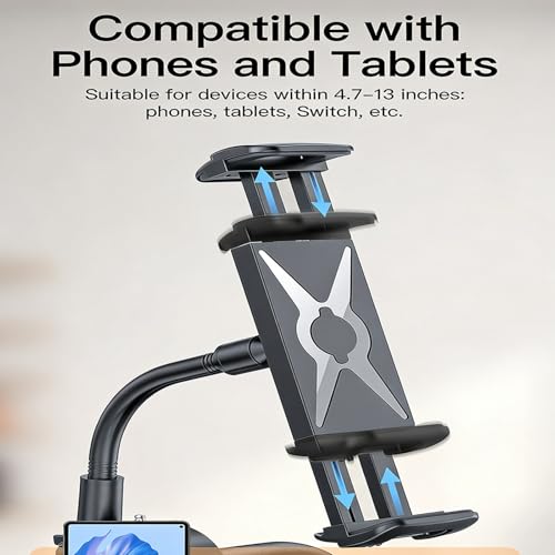 Support de téléphone rotatif pour vélo d'appartement à bras flexible stable