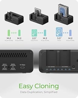 Icy Box IB-2924MSCL-C31 Clone and DockingStation for 1x 2.5"/3.5" to 1x M.2 NVMe or M.2 to M.2, access 3 drives as Docking, Host USB 3.2 (IB-2924MSCL-C31)