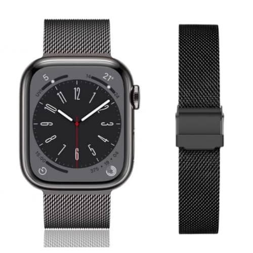 Ya en manzanajugosa.com: JINPXI Correas para Apple Watch 38-40-41-42mm Pulseras de Repuesto de Metal de Acero Inoxidable para Mujer Hombre,Correa de Malla Milanesa con Doble Hebilla de Seguridad para Apple Watch (Negro)