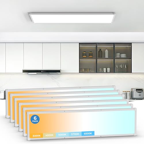 Aphyni 1x4 LED Flat Panel Light Surface Mount 6 Pack 5CCT Selectable White
