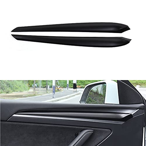 2Pcs ABS Matte Black Inner Front Door Panel Armrest Cover Protector Interior Accessories Compatible with Latest 2021 2022 Tesla Model 3