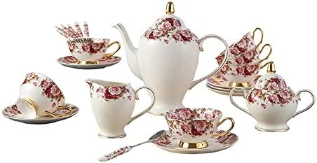teapot Pastoral Flower Bone China Coffee Set Porcelain Tea Set Ceramic Pot Creamer Sugar Bowl Teapot Teapot Set complete teapot (Color : A, Size : As the picture shows)