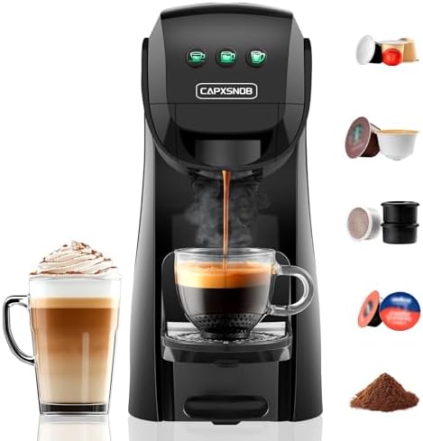 Warriors1 5-in-1 Kapselmaschine für Nespresso Original, Dolce Gusto, Lavazza A Modo Mio, FAP Espresso Point & Kaffeepulver – 20 Bar, 0,82 L, Wassermenge wählbar, 3 Temperaturstufen