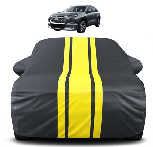Image of Auto Hub Car Cover Compatible with Maruti Grand Vitara with Mirror Pocket, Soft Cotton Lining, Grand Vitara Car Cover Waterproof - Yellow-Black