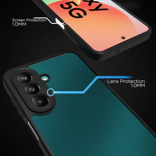 Image of RIGGEAR Shockproof Sleek Hybrid Armor Back Cover Case for Samsung Galaxy F70 Pro 5G (Smoke Black Matte PC + Black TPU Bumper)