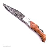  laguiole artisan 5892 Teakwood Sommeliere Korkscrew Camping Messer,Jagdmesser Damaststahl Messer, Fischmesser,Taschenmesser