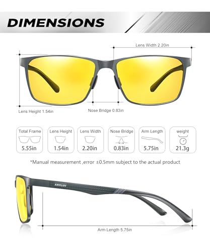 Image of ANYLUV Polarized Sunglasses for Men Rectangular Classic Al-Mg Metal Frame Sun Glasses Mens Sunglasses with UV Protection