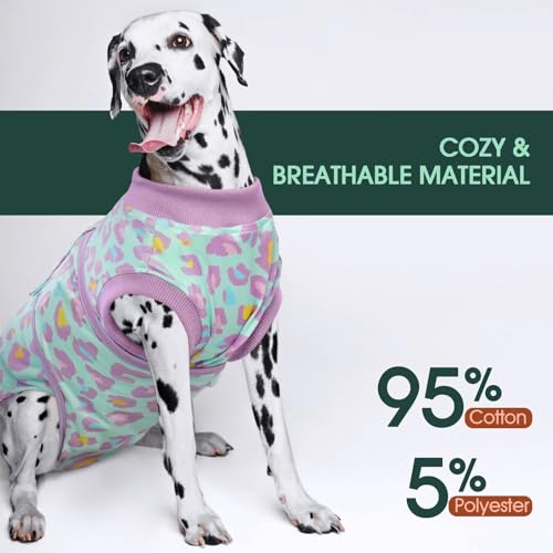 Kuoser Dog Recovery Suit for Dogs After Surgery,Professional Surgical Onesie for Female Male Dogs Spay Neuter,Soft Dog Surgery Suit Bodysuit for Abdominal Wounds Skin Disease,Light Purple Leopard XS by Kuoser - Image 4