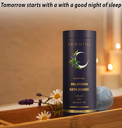 New Miuz Sleep Well Bubble Bath Bombs Melatonin Infused Lavender Chamomile Essential Oils Luxurious Bath for Dry Skin Perfect Self Care and Men