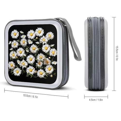 Funda para CD de plástico duro Daisy con capacidad para 40 discos y cierre de cremallera 3