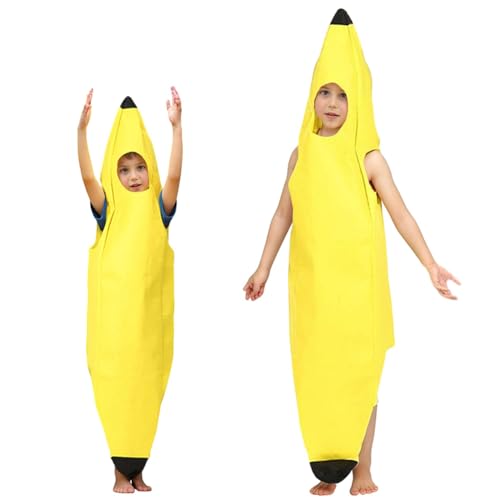KBSICWO Fantasia de banana, atraente disfarce de banana, túnica em forma de banana, disfarces de fruta para menino e menina festa cosplay Halloween carnaval (amarelo)