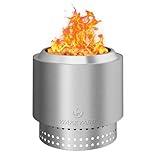 Wakeyard 15 inch Smokeless FirePit with Waterproof Bag & Poker, Stainless Steel Outdoor Smokeless Fire Pit, Wood Burning Fire Pit for Patio, Camping, Backyard