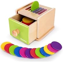 Montessori Toys for 1-3 Year Old Color Sorting Wooden Drawer Box Toy for Toddlers, Object Permanence and Fine Motor Sensory Toy, 12-18 Months Busy Board Matching Game for Baby Boys and Girls Gifts