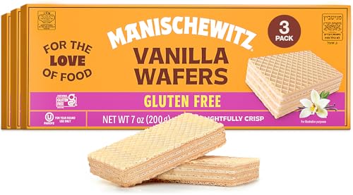 Manishewitz Gluten Free Vanilla Wafers, 7oz (3 Pack) Crispy Wafer with Creamy Vanilla Filling | Dairy Free | Non GMO | Kosher (including Passover)