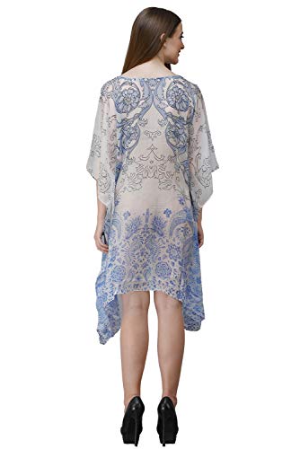 Image of RAVI RAJORIA Georgette Digital Printed Beach Wear Kaftan Blue Free Size R800 | Multi Color 2