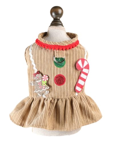 Furbabycare Handmade Floral Dog Dress with Bow, Princess Lace Pet Dress for Small Dogs and Cats, Lightweight Puppy Outfit O-Gingerbread Large