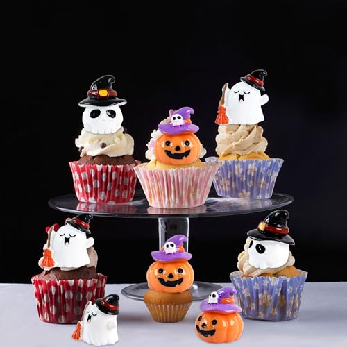 Ercadio 9 Pcs Resin Halloween Cupcake Toppers Skull Pumpkin Ghost Baby Shower Cake Toppers Decorations For Kids Boys Girls Halloween Birthday Baby Shower Party Decor Supplies thumb #2