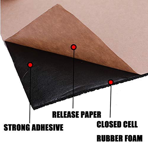 SHINEHOME 150 mil 36 sqft Sound Deadener Deadening Dampening Audio Noise Insulation Heat Insulation Mat Material Self-Adhesive Rubber Waterproof Soundproofing Foam Panel - Thumbnail 3