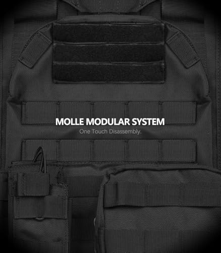 Feyachi TM-20 Magnetic Tactical Vest Airsoft Vest MOLLE System Multifunctional Quick Release Tactical Vest, Full Body Adjustable Magnetically Fixed One-Button Disassembly Vest