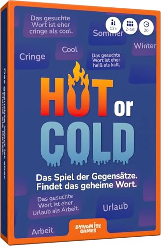 DYNAMITE GAMES Hot or Cold - Das Spiel der Gegensätze - Findet das geheime Code Wort - Seid Ihr auf Einer Wellenlänge? Kartenspiel für Erwachsene & Jugendliche - 2–16 Spieler – Ab 12 Jahren