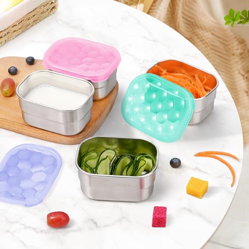 Tanjiae 8oz Small (1 CUP) Stainless Steel Snack Containers for Kids and Toddlers (Ages 1-3) | Easy Open Leak Proof Food Containers with Silicone Lids - Perfect Metal Lunch Box for Daycare and School by Tanjiae - Image 7